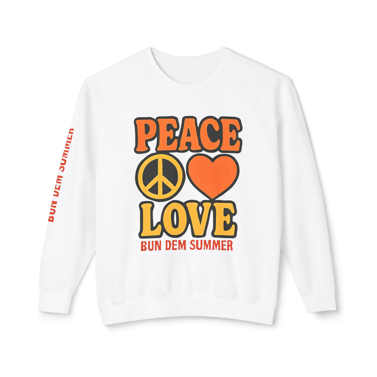 Bun Dem Summer Peace & Love Summer Crewneck Sweatshirt Empire Edition, Unisex Lightweight Sweatshirt, Casual Summer Apparel, Gift for Music Festivals, Peace Sign [...]