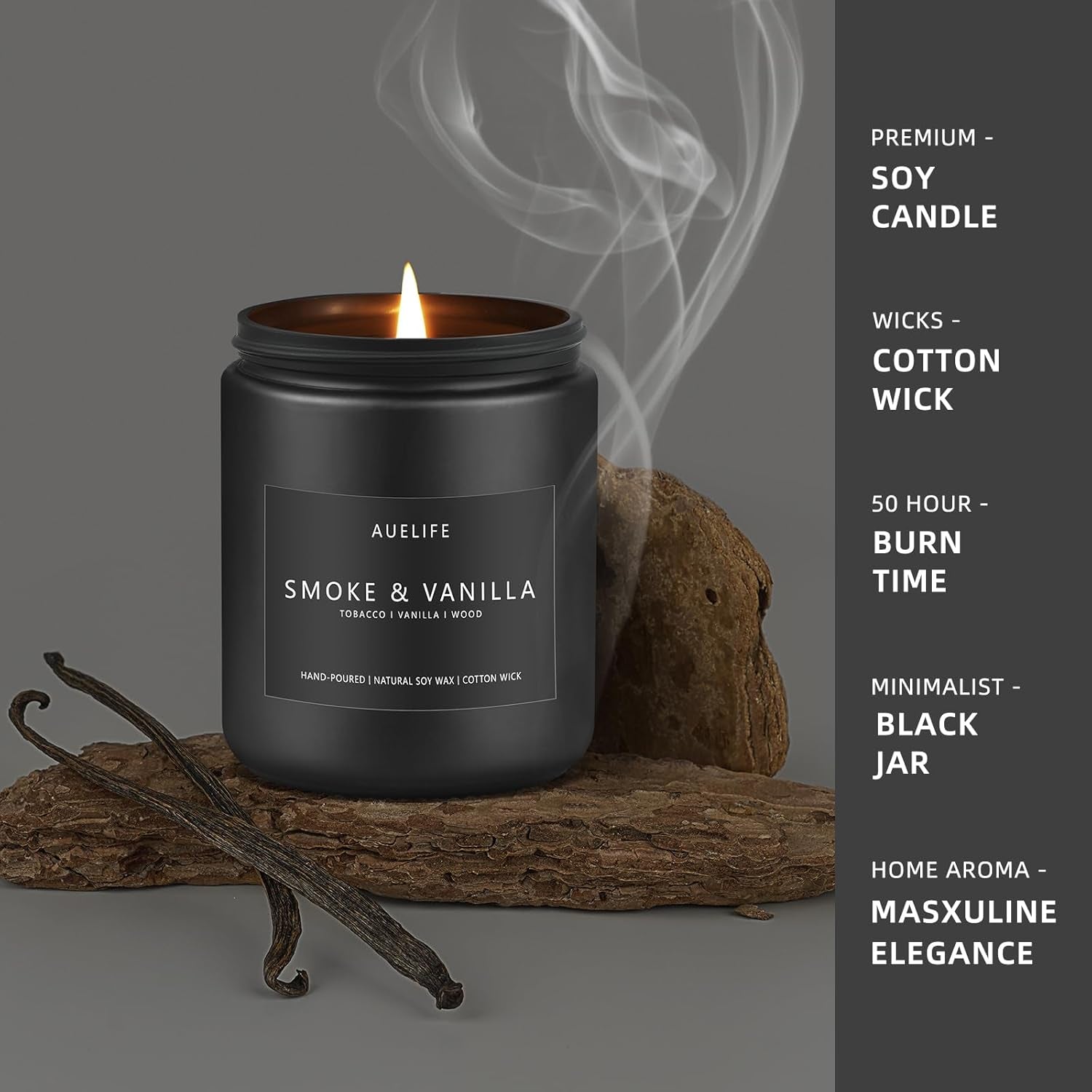 Men’S Scented Candle Set, 4 Pack, Lavender, Leather, Oak, Smoke & Vanilla - Gift