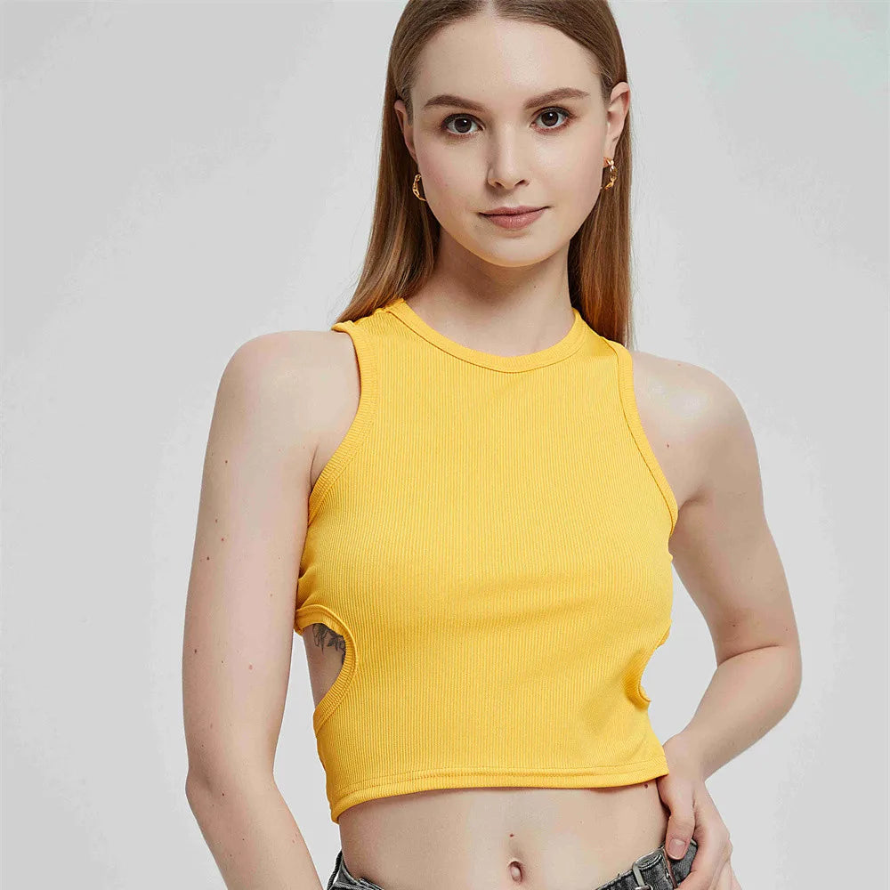 Vest Top Women'S Y2K Tank Top Ribbed Knitted Tops Mujer Neck Summer Woman Shirts Tank Top Women Tank Tops Brown Casual Shirts