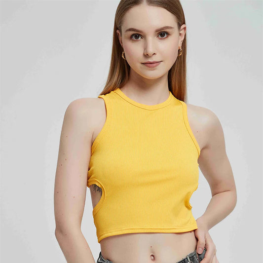 Vest Top Women'S Y2K Tank Top Ribbed Knitted Tops Mujer Neck Summer Woman Shirts Tank Top Women Tank Tops Brown Casual Shirts