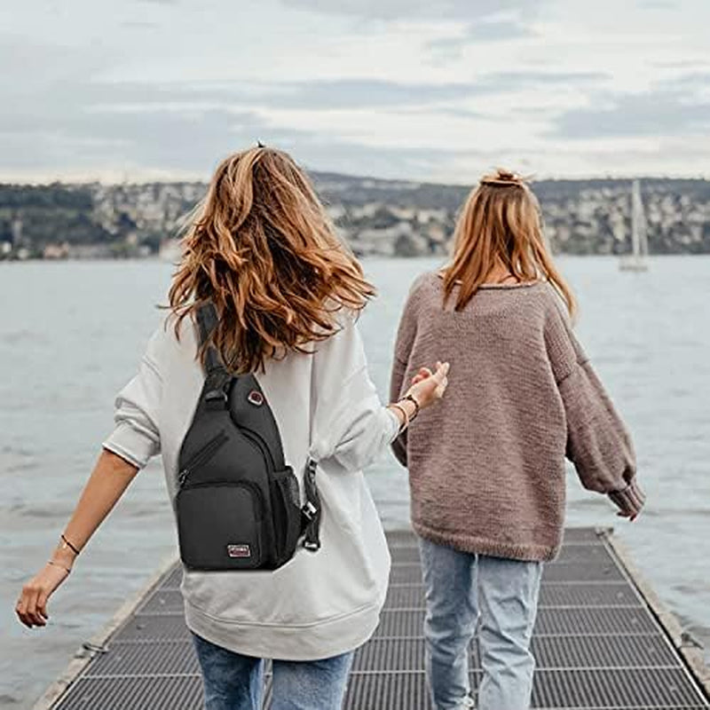 Peicees Convertible Sling Bag for Men Women Waterproof Sling Backpack Crossbody Shoulder Bag for Travel Hiking Cycling