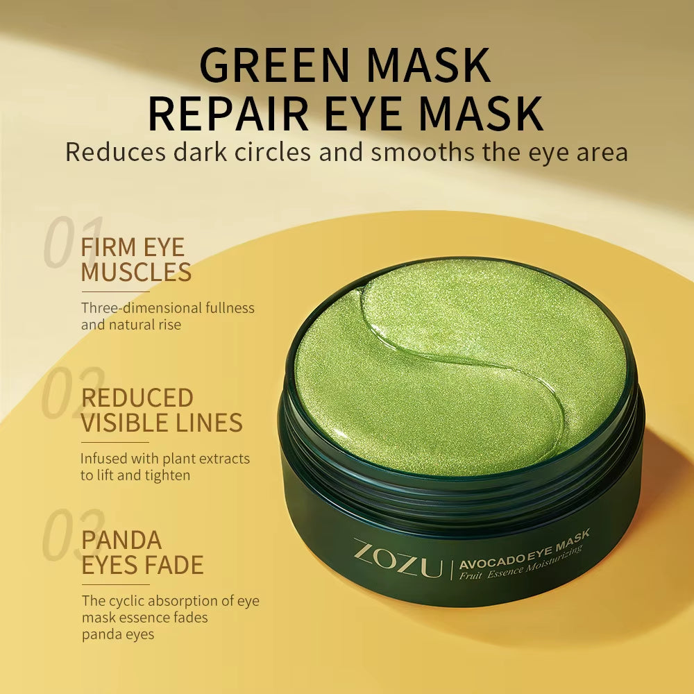 60Pcs/Box Avocado Golden Collagen Eye Mask anti Dark Circles Eye Bags Remover Moisturizing Firming Eye Patches Skin Care Product