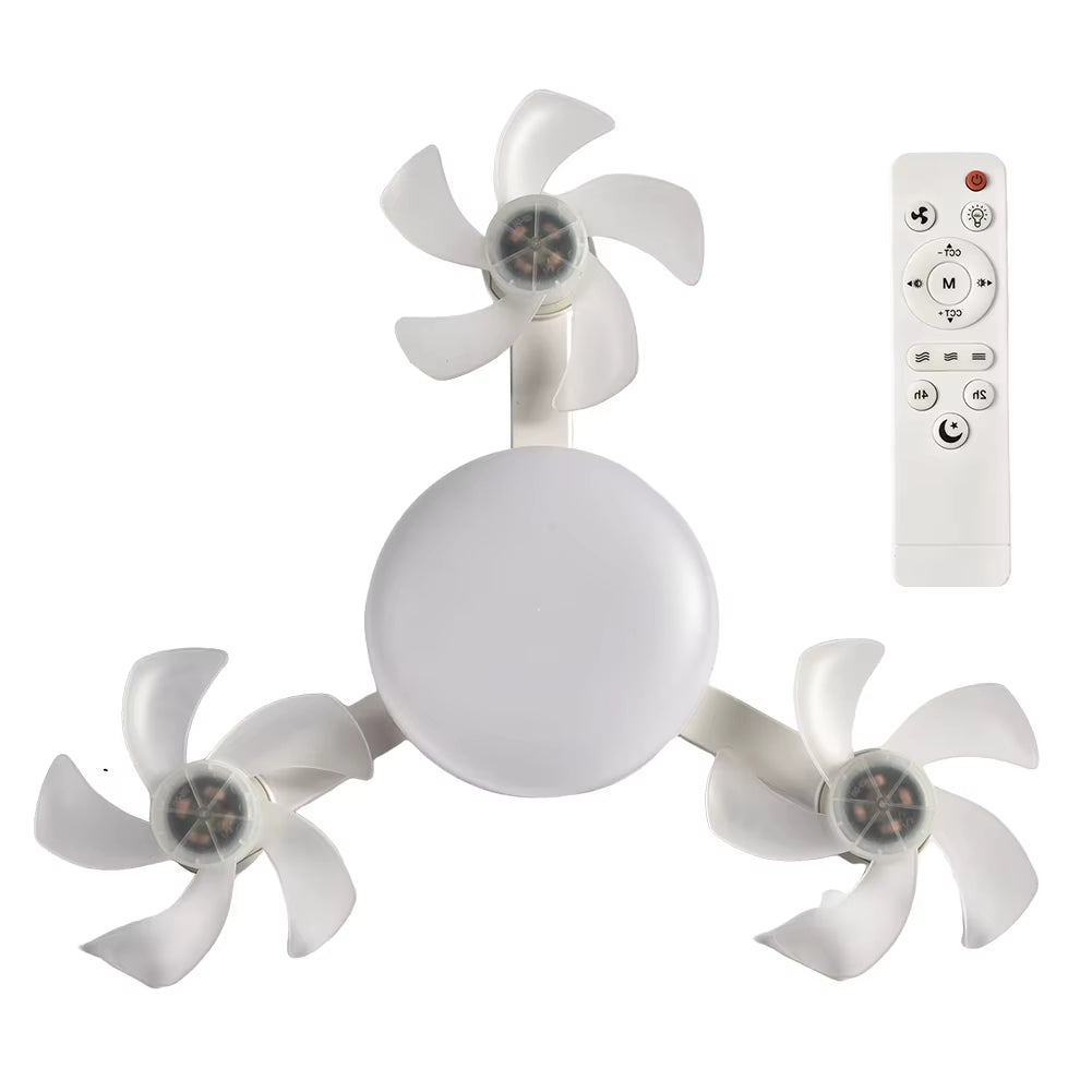 2 in 1 Hanging Fan with LED Light E27 Universal Dimming Drone Fan Silent Ceiling Drone Fan for Dining Room Bedroom Living Room