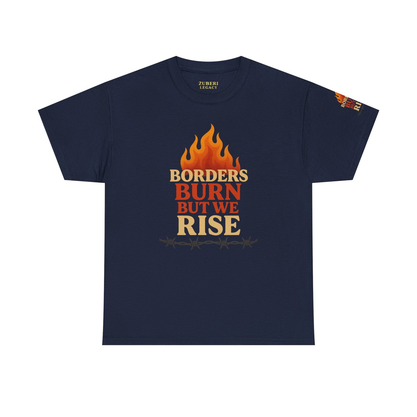 Bun Dem Summer Empowering Unisex Heavy Cotton Tee| Gildan 5000 - "Borders Burn But We Rise" Empire Edition - Activism Fashion, Statement Shirt, Gift for Allies, Equality