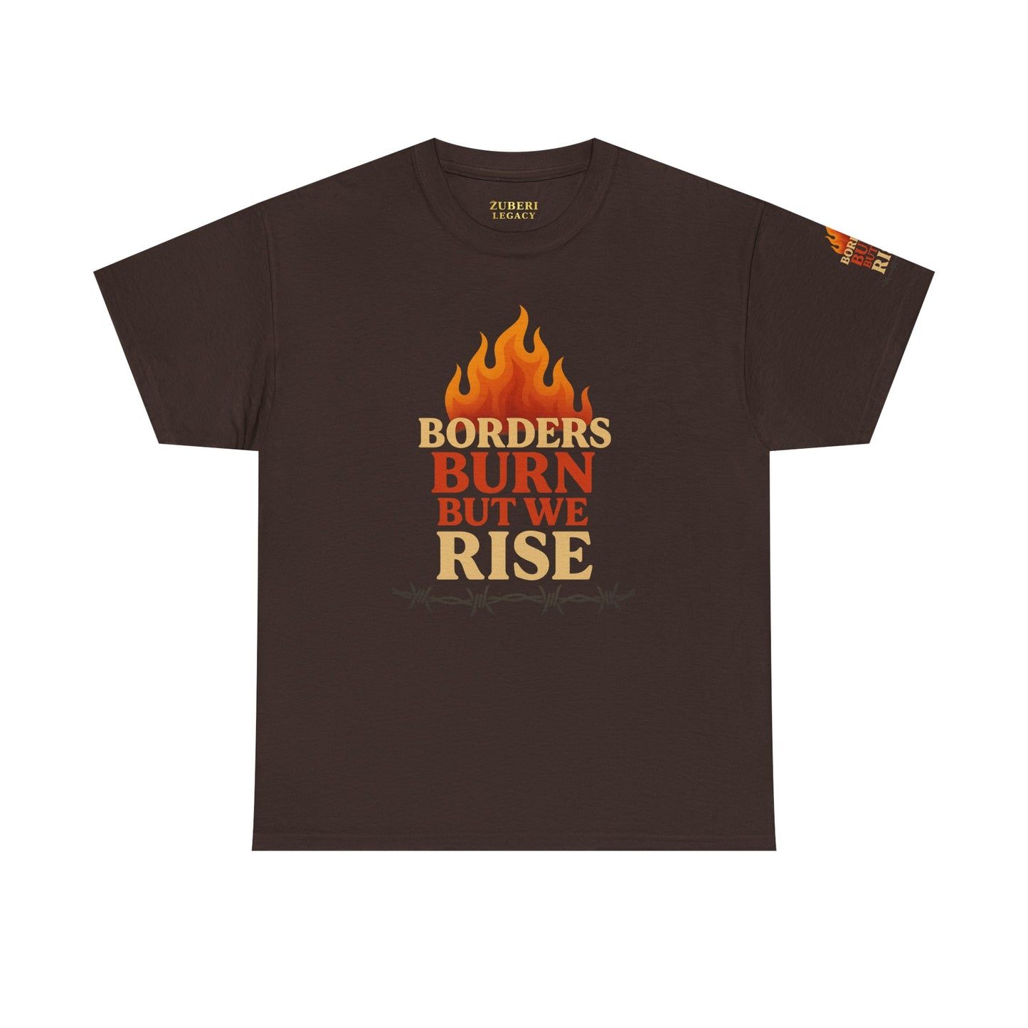 Bun Dem Summer Empowering Unisex Heavy Cotton Tee| Gildan 5000 - "Borders Burn But We Rise" Empire Edition - Activism Fashion, Statement Shirt, Gift for Allies, Equality