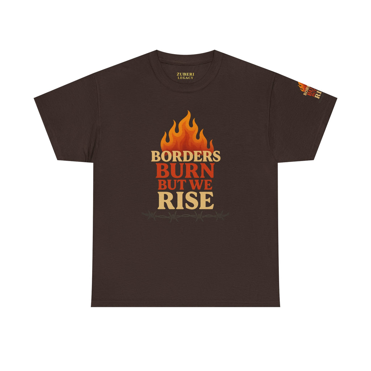 Bun Dem Summer Empowering Unisex Heavy Cotton Tee| Gildan 5000 - "Borders Burn But We Rise" Empire Edition - Activism Fashion, Statement Shirt, Gift for Allies, Equality