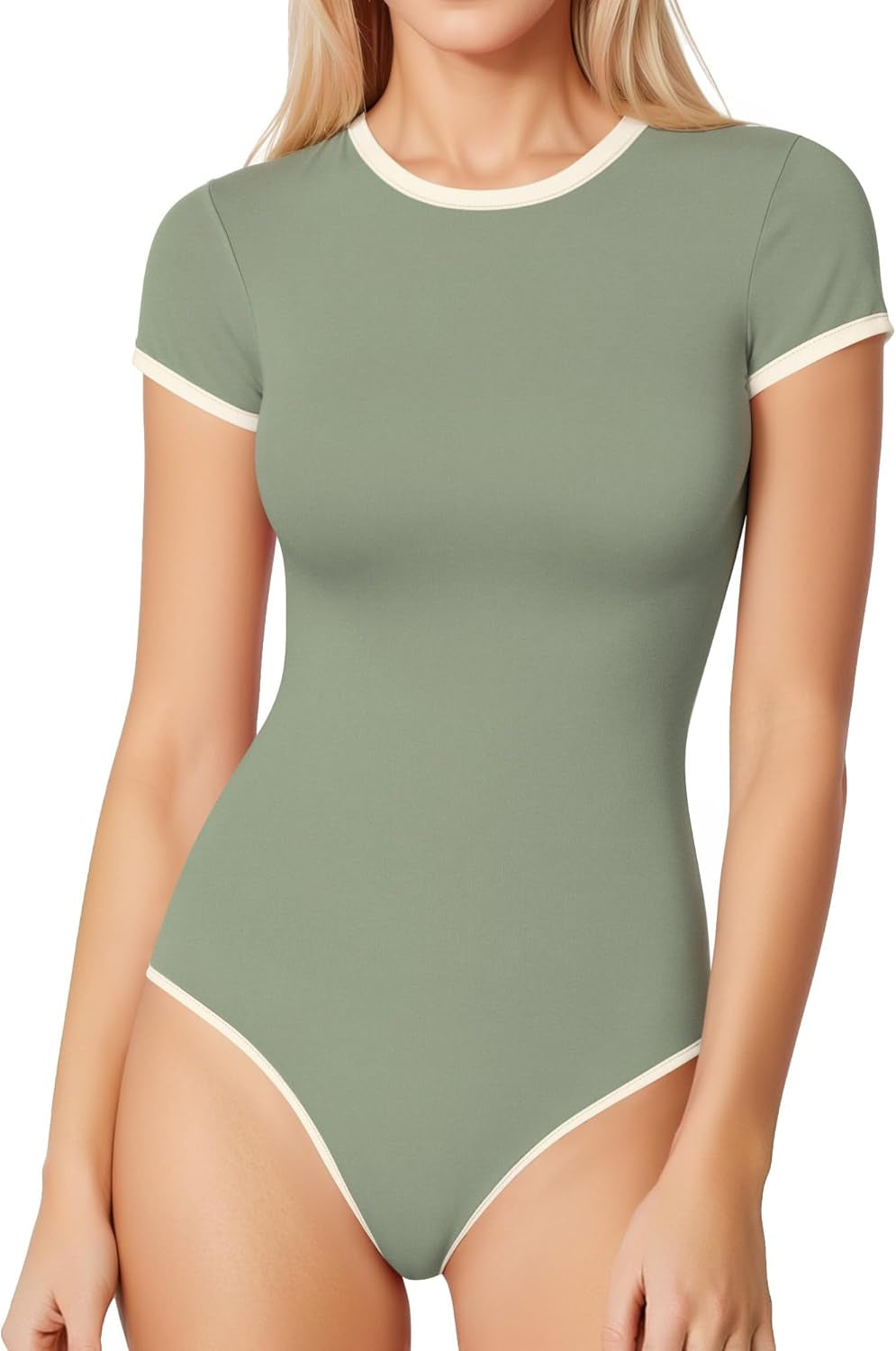 MANGOPOP Women'S round Neck Short Sleeve T Shirts Basic Bodysuits