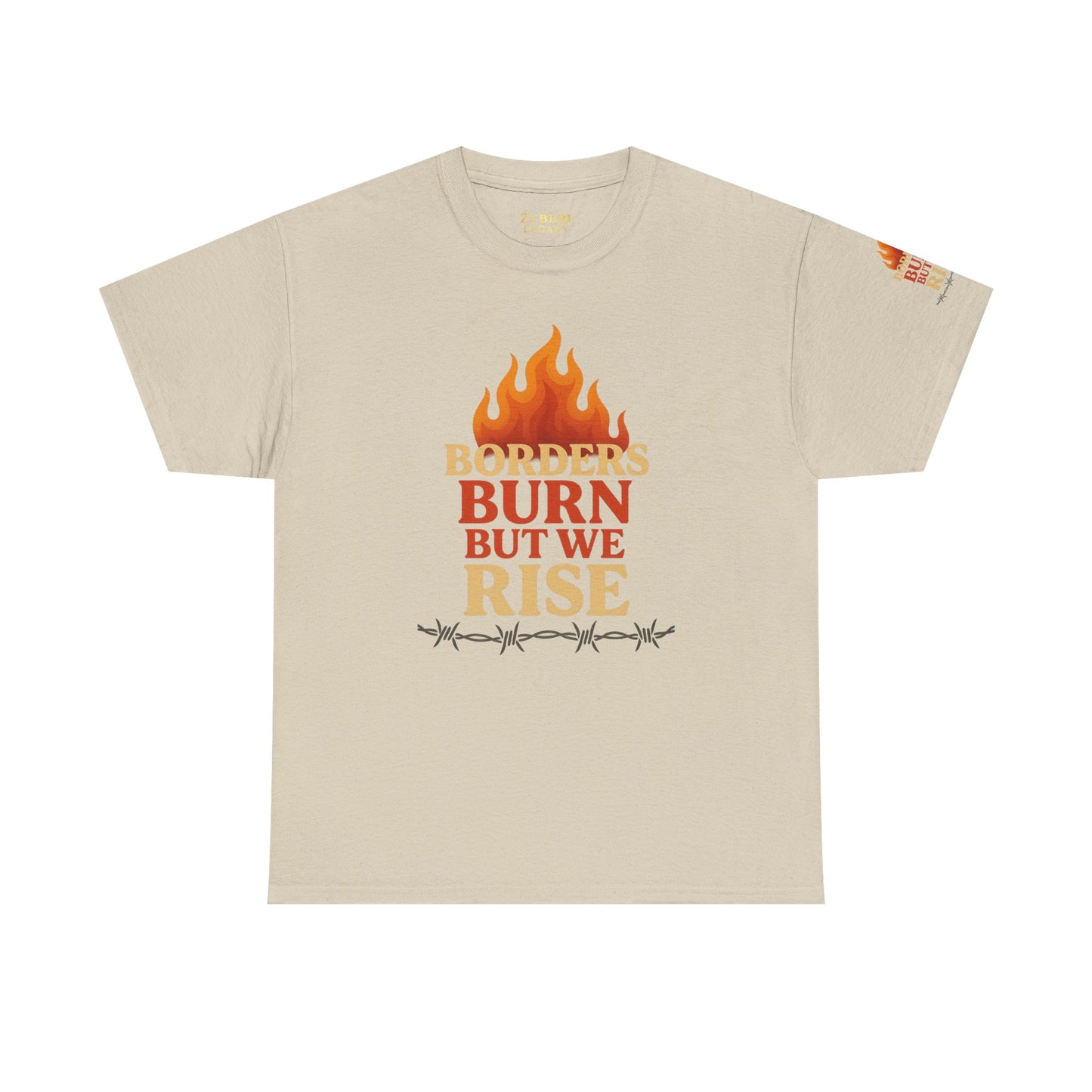 Bun Dem Summer Empowering Unisex Heavy Cotton Tee| Gildan 5000 - "Borders Burn But We Rise" Empire Edition - Activism Fashion, Statement Shirt, Gift for Allies, Equality