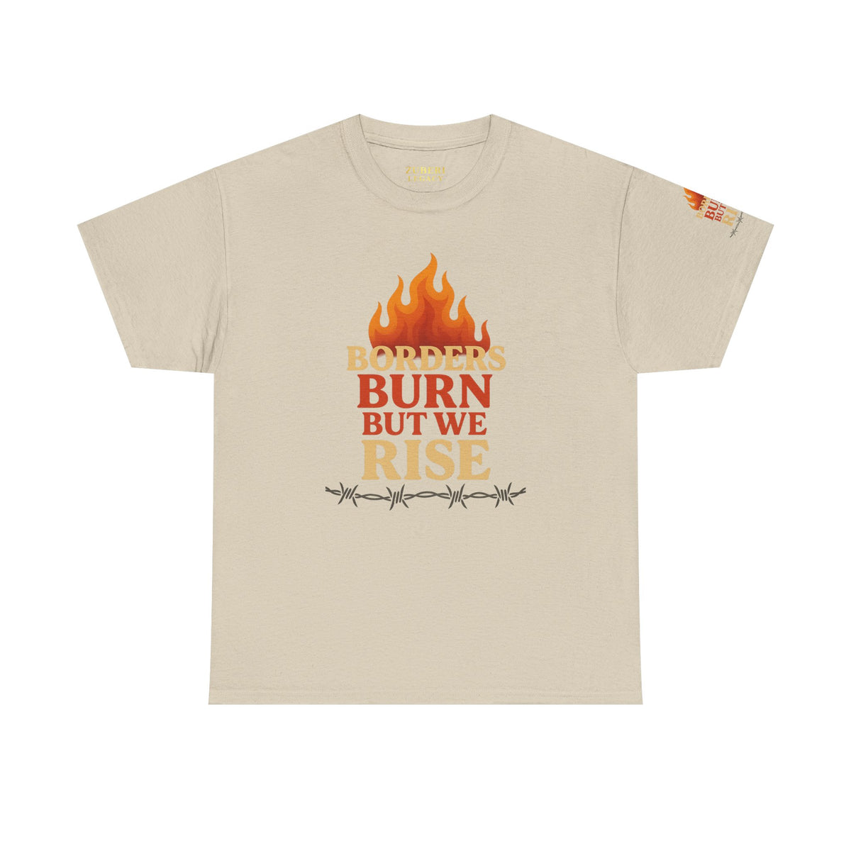 Bun Dem Summer Empowering Unisex Heavy Cotton Tee| Gildan 5000 - "Borders Burn But We Rise" Empire Edition - Activism Fashion, Statement Shirt, Gift for Allies, Equality