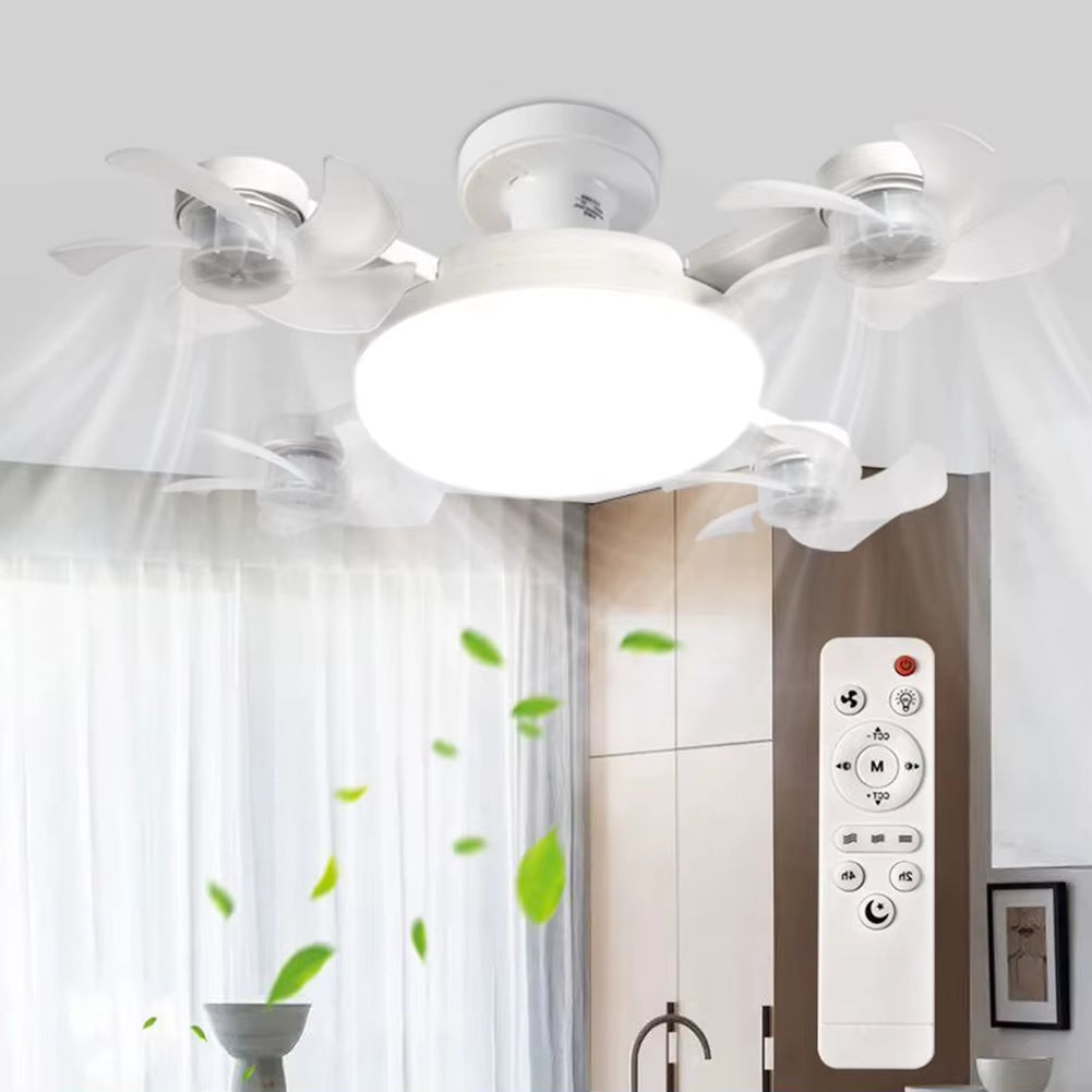 2 in 1 Hanging Fan with LED Light E27 Universal Dimming Drone Fan Silent Ceiling Drone Fan for Dining Room Bedroom Living Room