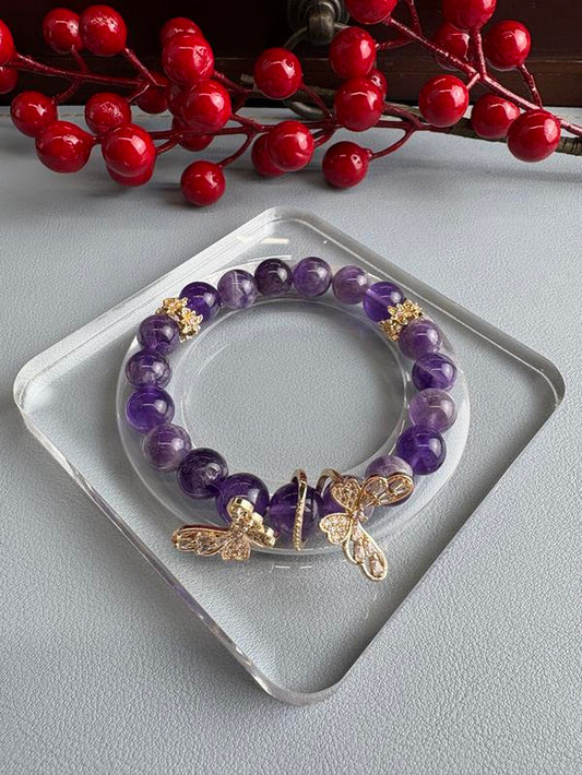 【DIY Dreamy Purple Bolivian Amethyst Bead Bracelet】