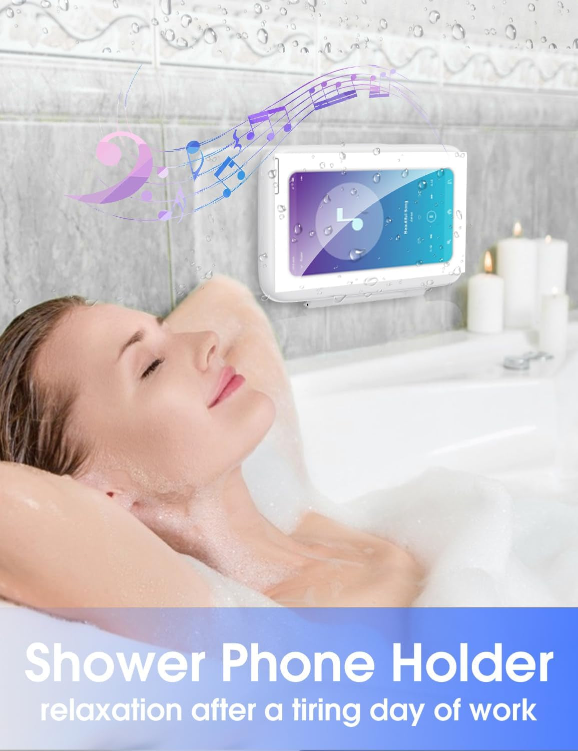 Shower Phone Holder Waterproof, 480° Rotatable Adjustable Bathroom Wall Phone Mount Stand, Anti-Fog High Sensitivity Iphone Case, anti Fog Case Bathroom Accessories for 4-7'' Cellphones