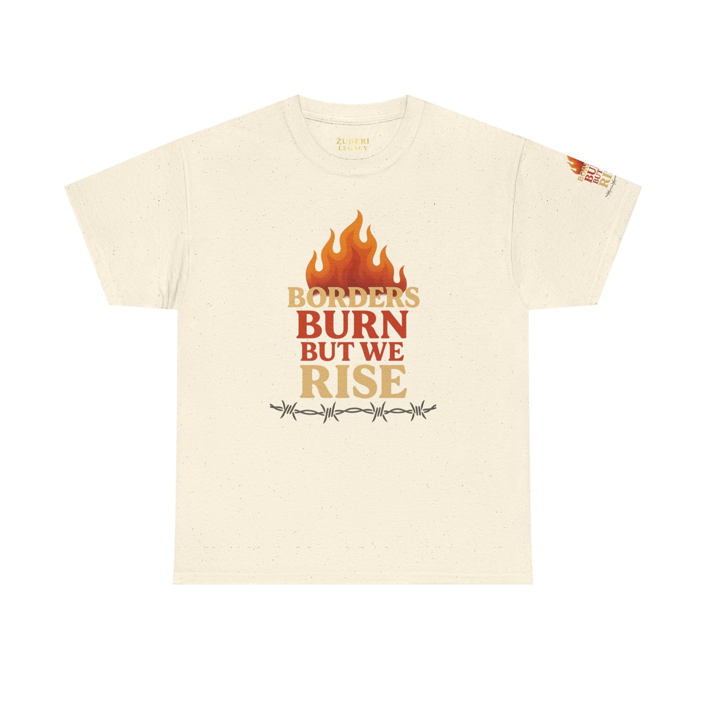 Bun Dem Summer Empowering Unisex Heavy Cotton Tee| Gildan 5000 - "Borders Burn But We Rise" Empire Edition - Activism Fashion, Statement Shirt, Gift for Allies, Equality