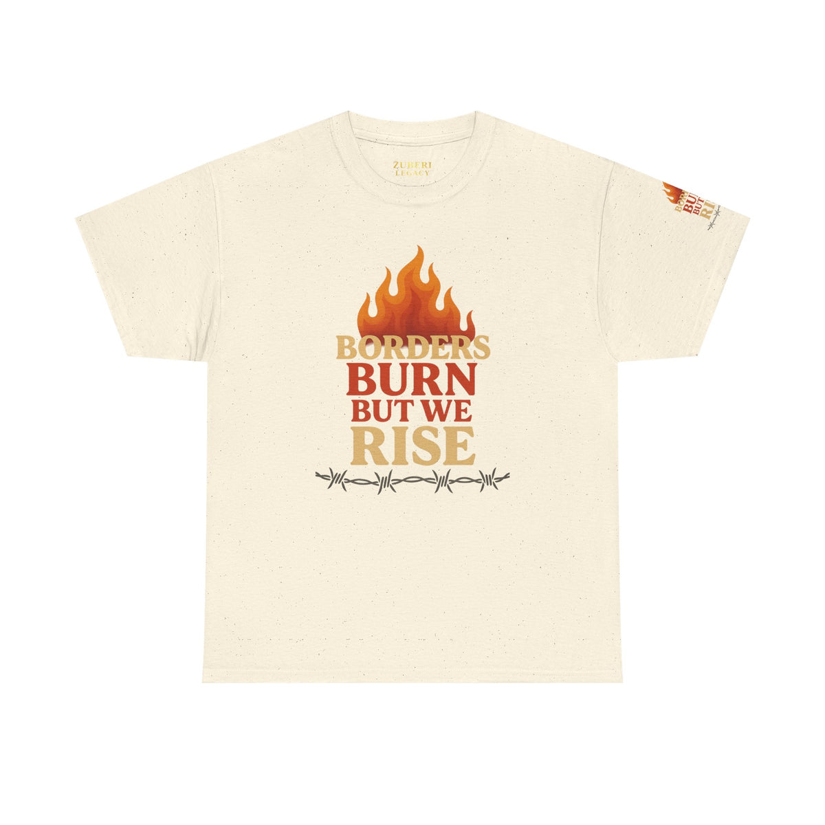 Bun Dem Summer Empowering Unisex Heavy Cotton Tee| Gildan 5000 - "Borders Burn But We Rise" Empire Edition - Activism Fashion, Statement Shirt, Gift for Allies, Equality
