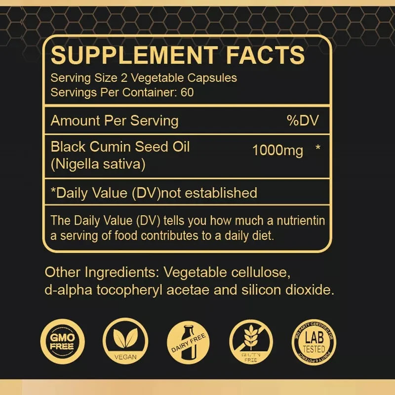 1000Mg Black Seed Oil,Premium Cold Pressed,Non-Gmo,Vegan,Premium Black Seed