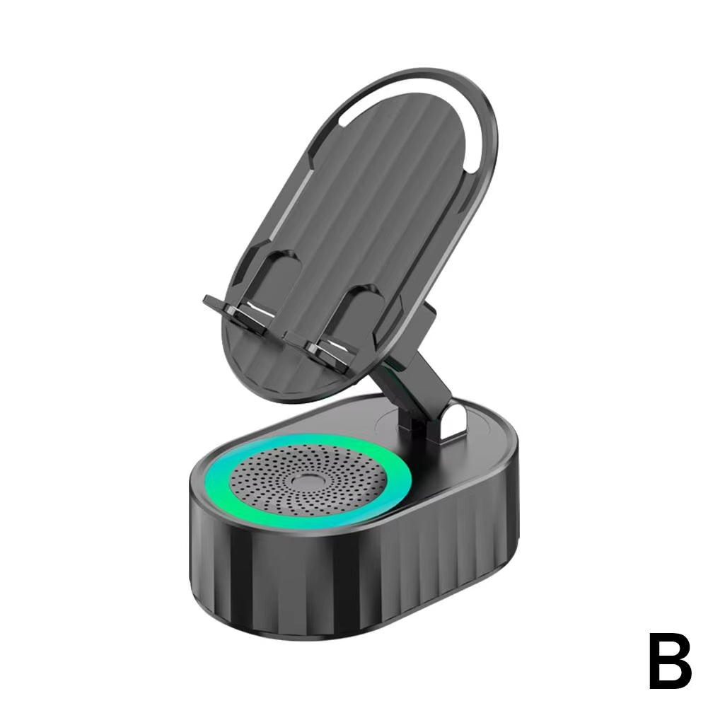 5In1 Induction Speaker Mobile Phone Holder Adjustable RGB Light Smart Wireless Bluetooth Speaker Phone Reverse Charging Function