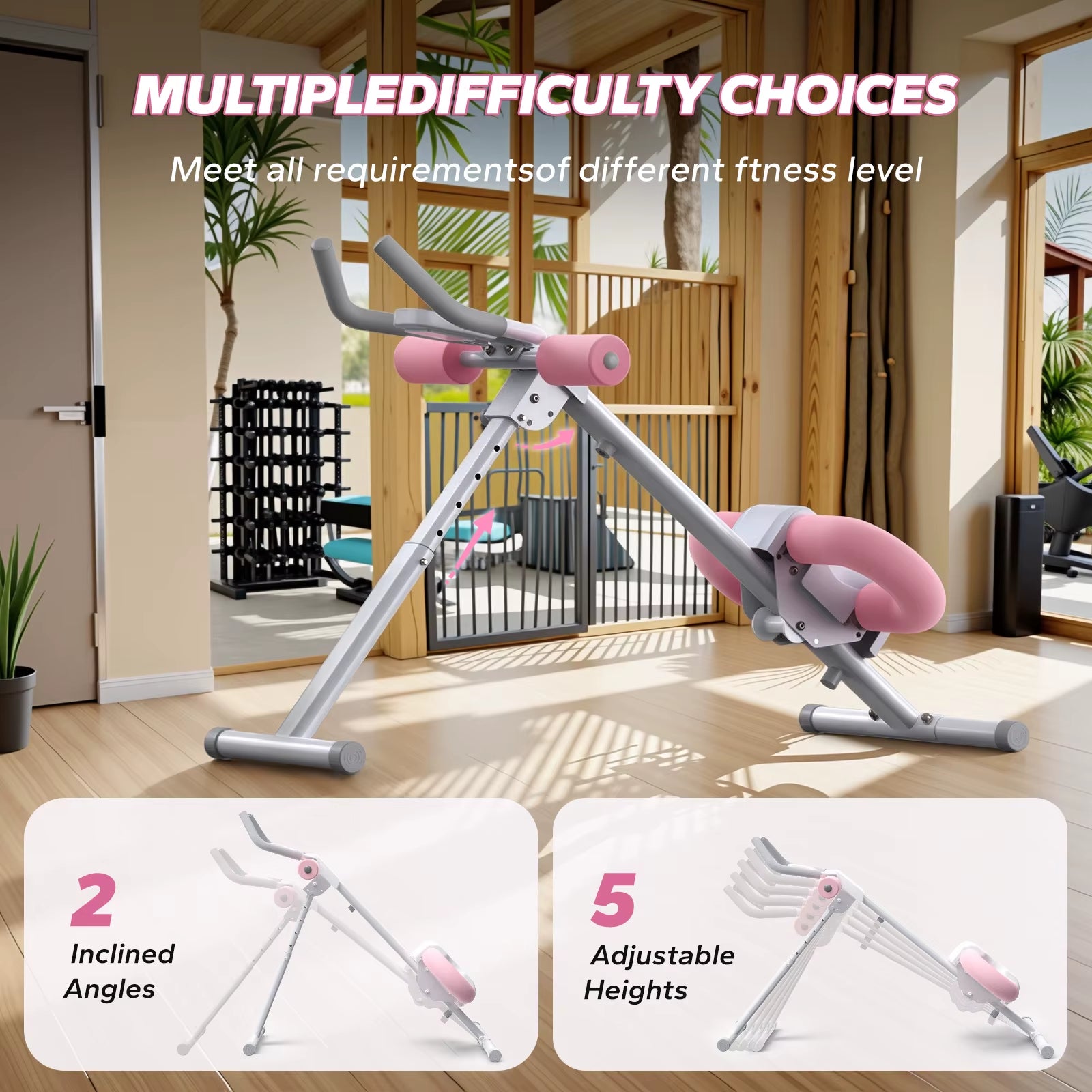 Ab Machine Adjustable Trainer Workout Foldable Knee Protection Abdominal Exercise Machine Core Ab Exercise System Trainer