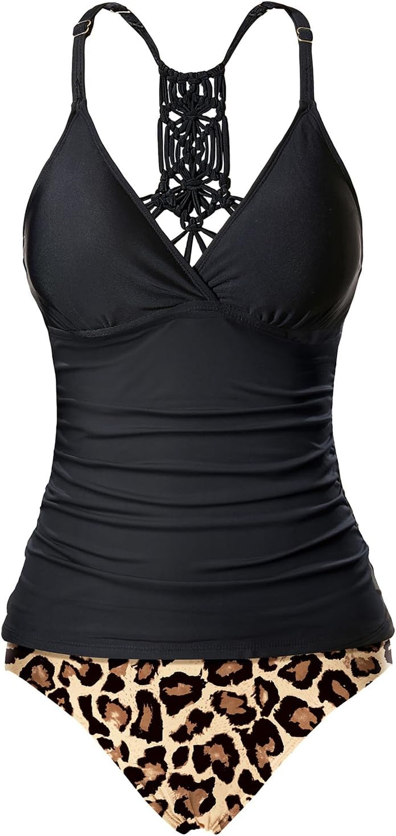 Holipick Tummy Control Two Piece Tankini Set Swimsuits for Women V Neck Tankini Top Bathing Suits with Swim Bottom