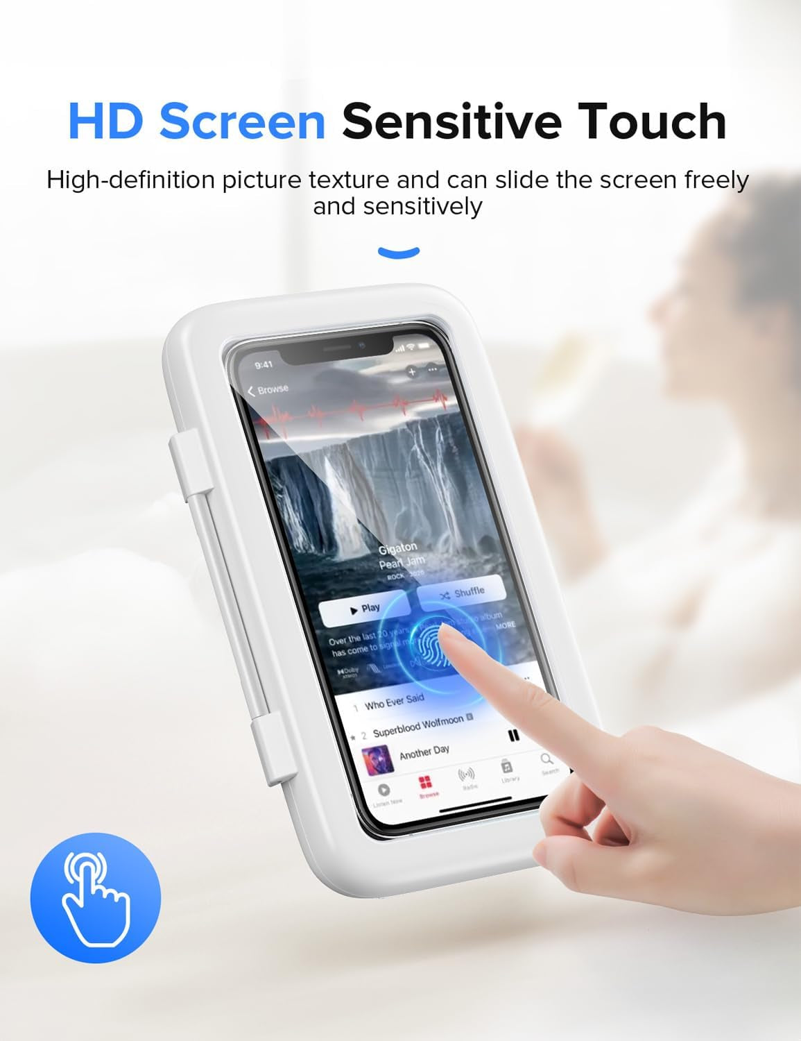 Shower Phone Holder Waterproof, 480° Rotatable Adjustable Bathroom Wall Phone Mount Stand, Anti-Fog High Sensitivity Iphone Case, anti Fog Case Bathroom Accessories for 4-7'' Cellphones