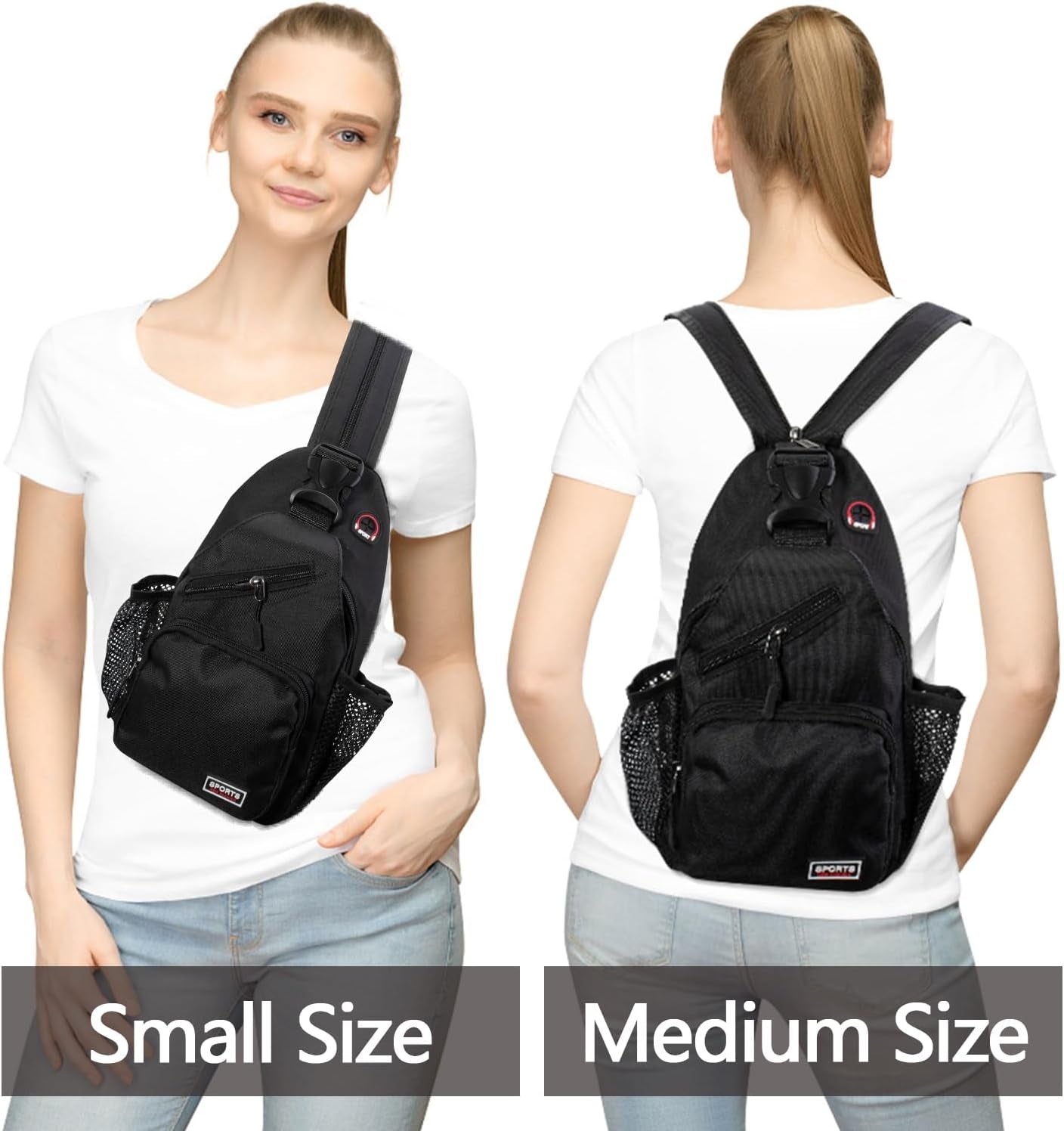 Peicees Convertible Sling Bag for Men Women Waterproof Sling Backpack Crossbody Shoulder Bag for Travel Hiking Cycling
