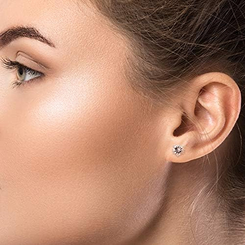 Collection 1 1/2 CT.T.W Blush round 6MM Peach Morganite Cat Stud Earrings in 14K Gold over Sterling Silver Gifts for Women Aniversary Wedding (1.50 Cttw) Valentine'S Day Gift for Her