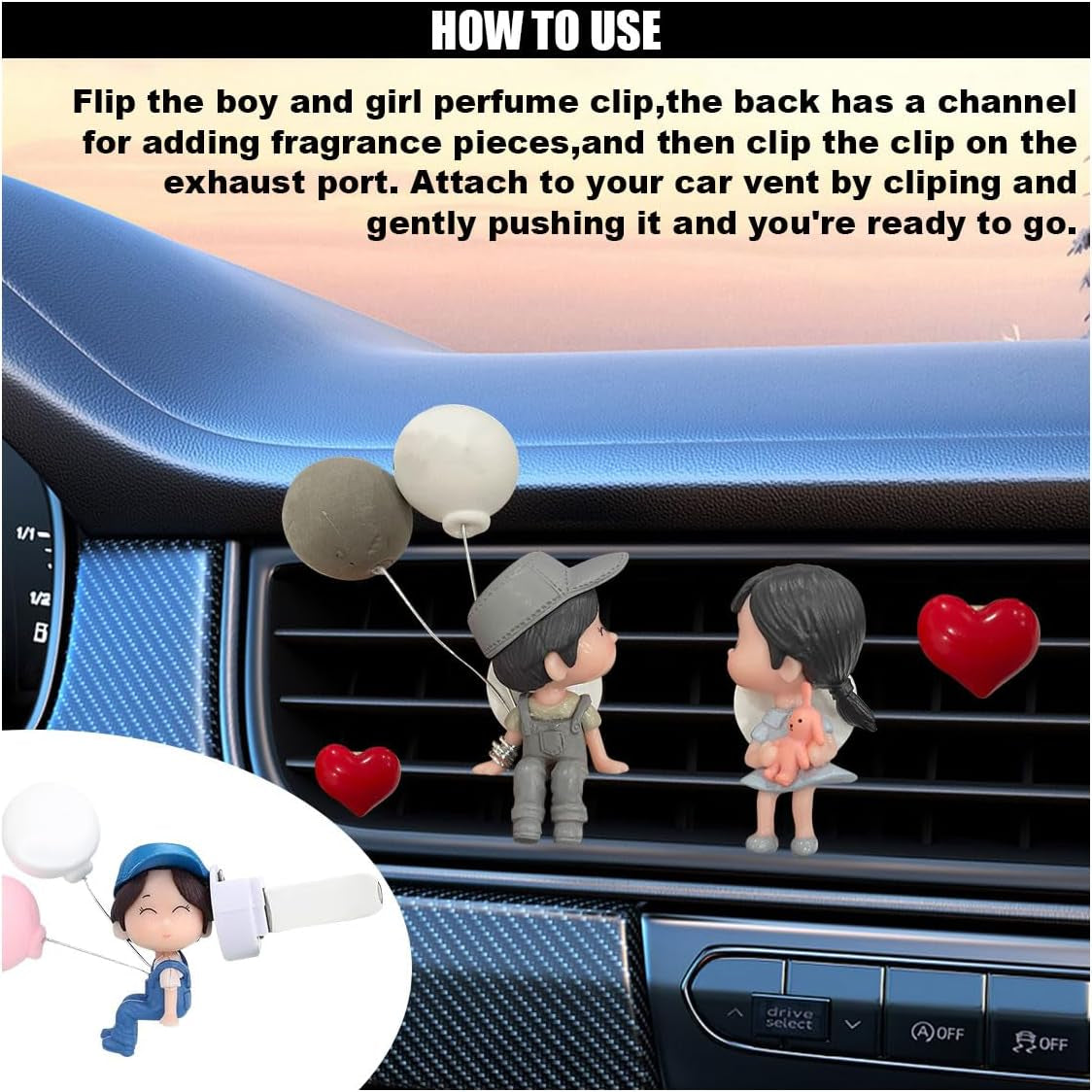 Adorable Car Air Fresheners Vent Clips - Charming Aromatherapy Diffusers for Couples, Perfect Car Decor & Gift for Home or Office