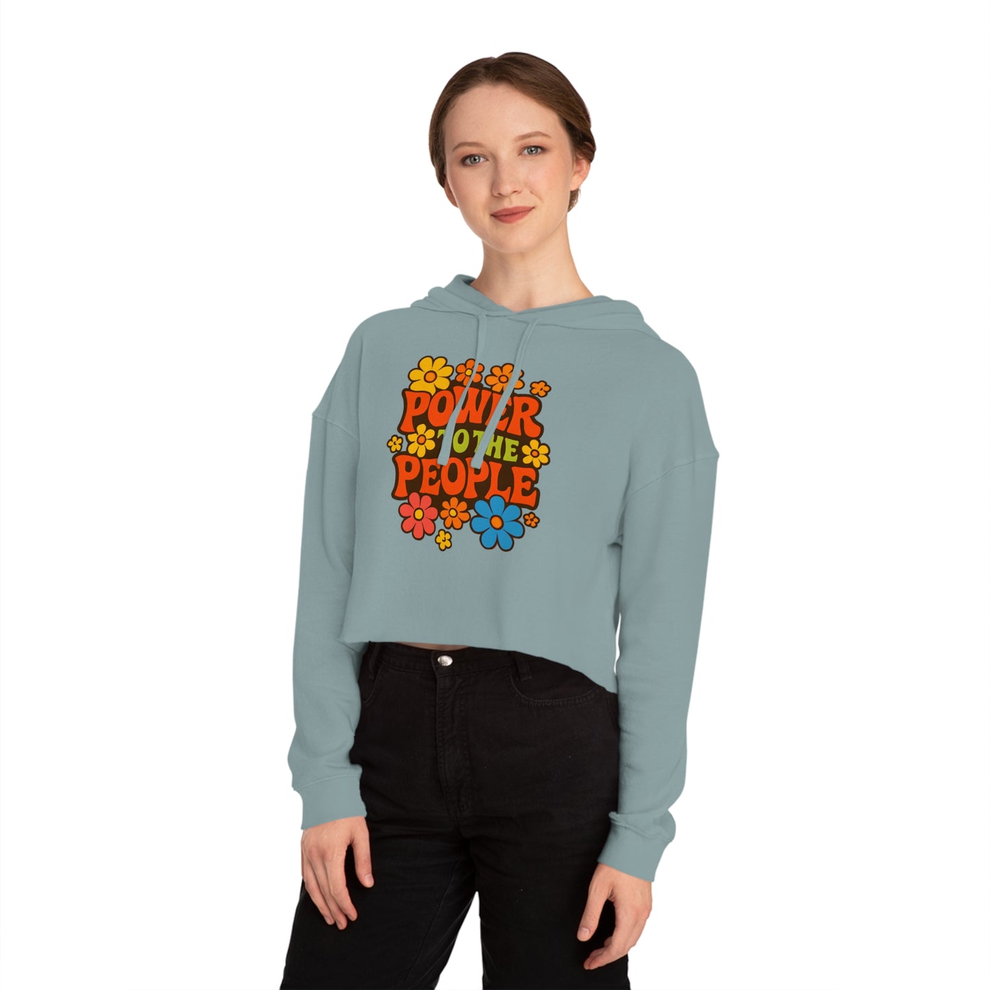 Bun Dem Summer 2025 Power to the People Cropped Hoodie Empire Edition - Feminist Statement, Boho Style, Casual Wear, Gift for Her, Cozy Lounge Top