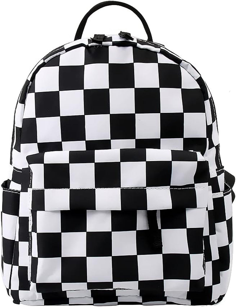Deanfun Mini Backpack for Women - Waterproof Small Backpack with Orange Checkered Print, Multi Pockets Large Capacity Cute and Stylish MNSB-144