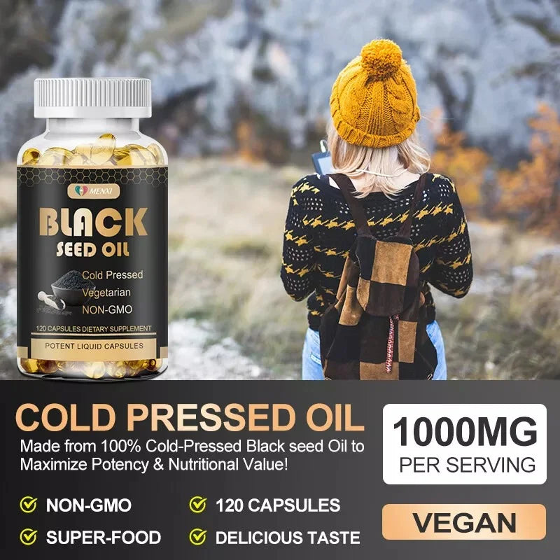 1000Mg Black Seed Oil,Premium Cold Pressed,Non-Gmo,Vegan,Premium Black Seed