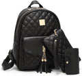IHAYNER Women'S Simple Design Quilted Mini Backpack - 3Pcs Leather Backpack Purse for Women