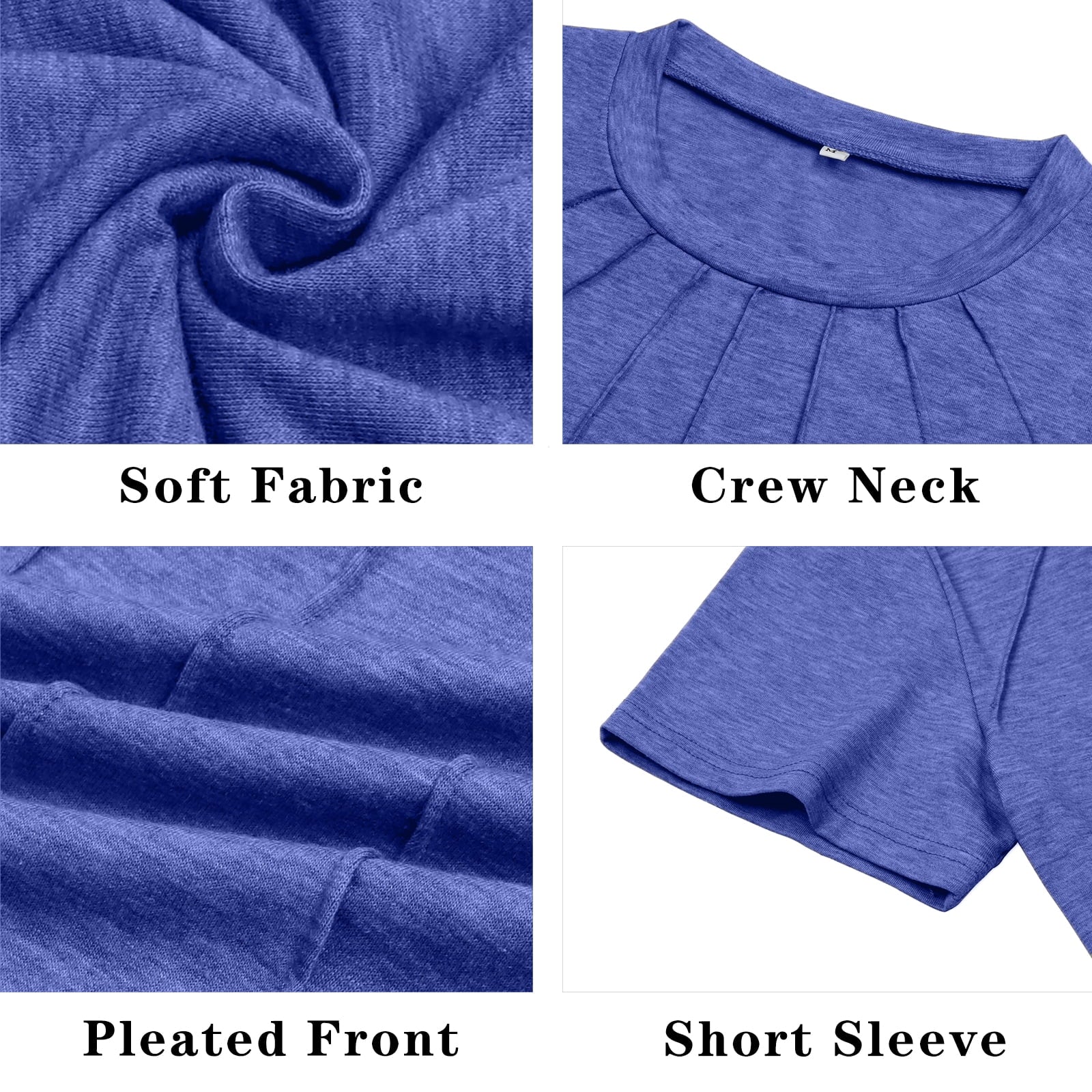 Blouses for Women Short Sleeve Shirts Casual Dressy Summer Tops with Pleats