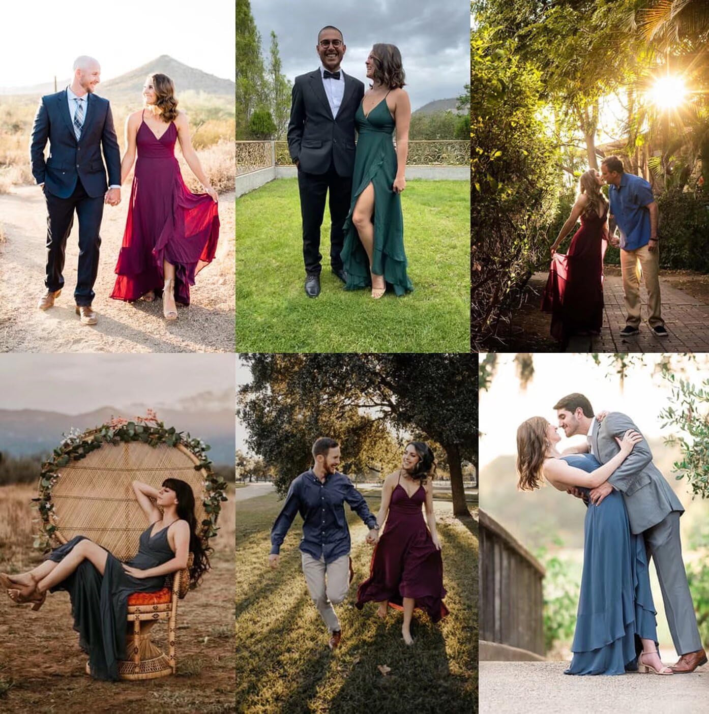 Spaghetti Strap Chiffon Bridesmaid Dresses Long for Women V Neck Slit High Low Formal Maxi Gown