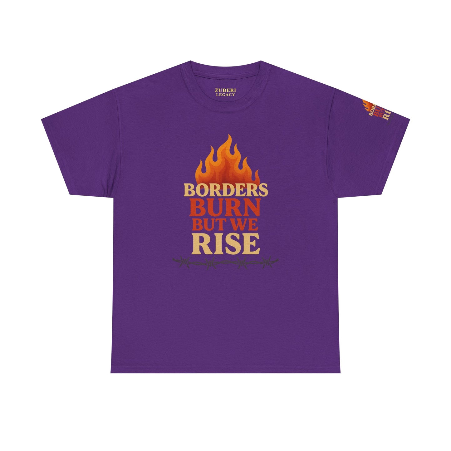 Bun Dem Summer Empowering Unisex Heavy Cotton Tee| Gildan 5000 - "Borders Burn But We Rise" Empire Edition - Activism Fashion, Statement Shirt, Gift for Allies, Equality