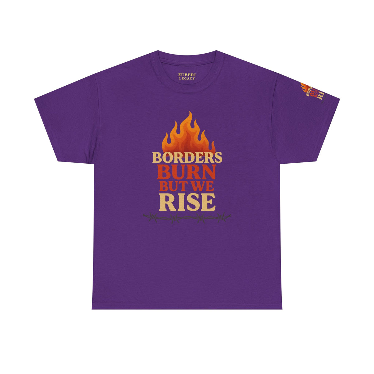 Bun Dem Summer Empowering Unisex Heavy Cotton Tee| Gildan 5000 - "Borders Burn But We Rise" Empire Edition - Activism Fashion, Statement Shirt, Gift for Allies, Equality