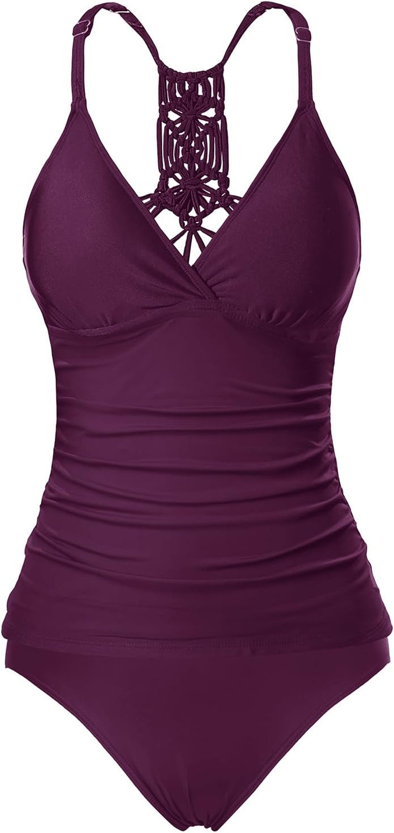 Holipick Tummy Control Two Piece Tankini Set Swimsuits for Women V Neck Tankini Top Bathing Suits with Swim Bottom