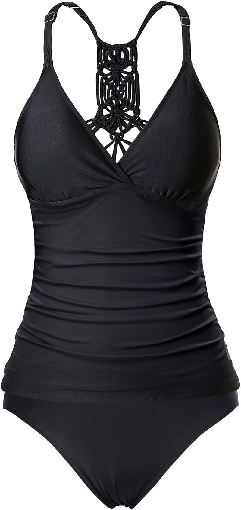 Holipick Tummy Control Two Piece Tankini Set Swimsuits for Women V Neck Tankini Top Bathing Suits with Swim Bottom