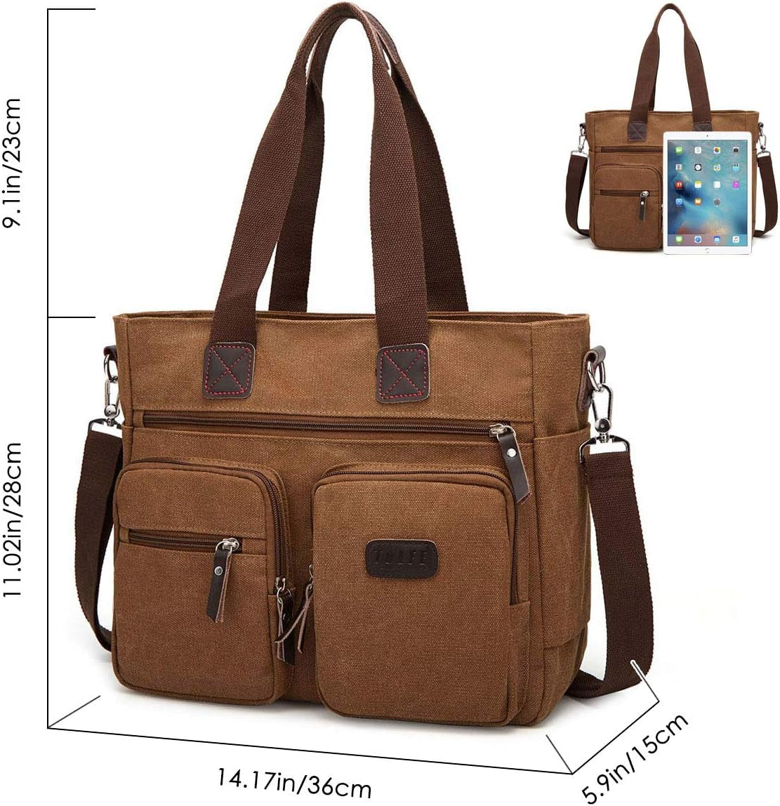 Tolfe Women Top Handle Satchel Handbags Shoulder Bag Messenger Tote Bag Purse Crossbody Bag Travel Work Tote Bag