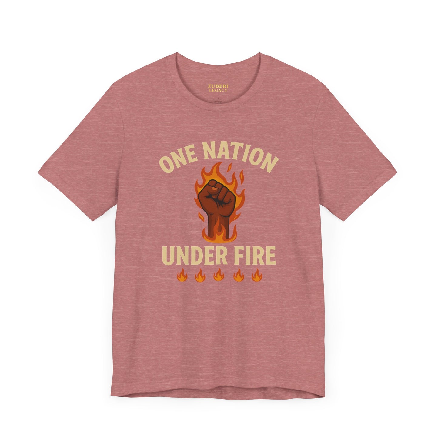 Empowering Statement Tee: One Nation Under Fire, Unisex Graphic Shirt, Activist Apparel, Casual Wear, Gift for Change Makers