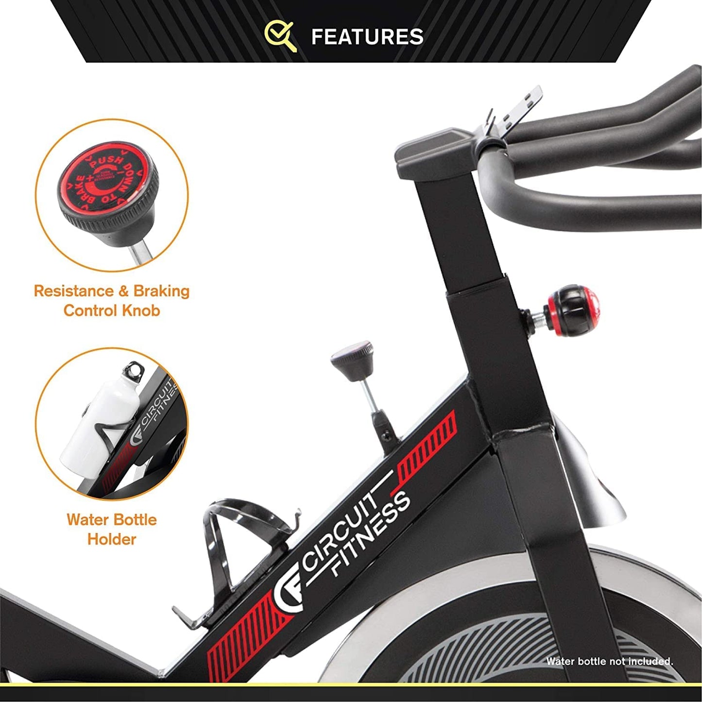 Circuit Fitness Club 30 Lbs. Flywheel Revolution Cycle for Cardio Workout – Adjustable Manual Resistance Mechanism