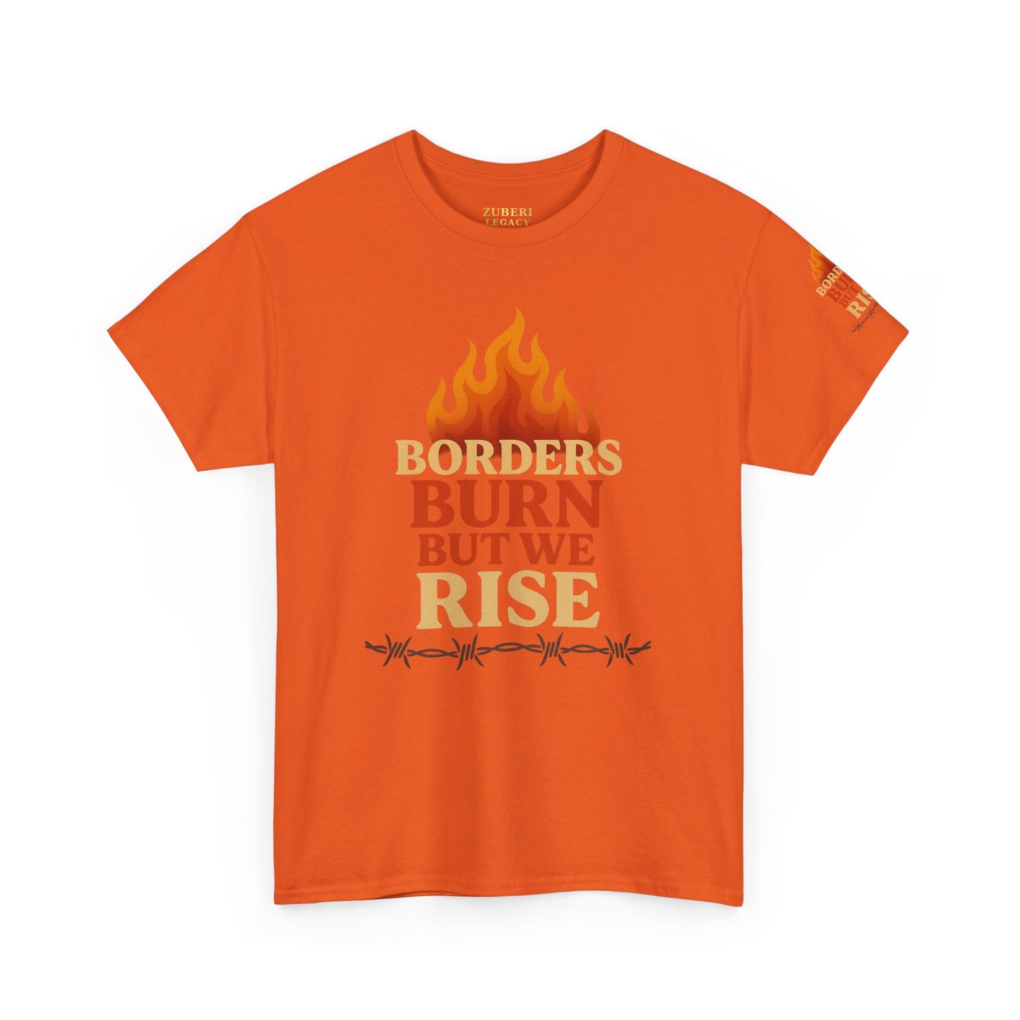 Bun Dem Summer Empowering Unisex Heavy Cotton Tee| Gildan 5000 - "Borders Burn But We Rise" Empire Edition - Activism Fashion, Statement Shirt, Gift for Allies, Equality