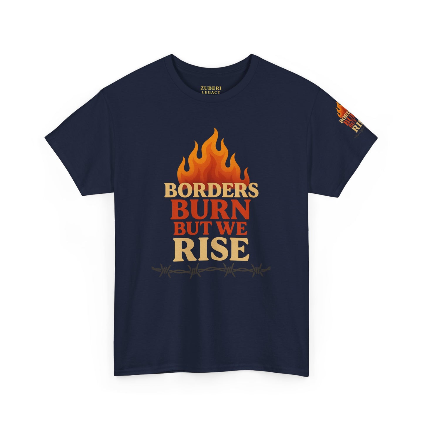 Bun Dem Summer Empowering Unisex Heavy Cotton Tee| Gildan 5000 - "Borders Burn But We Rise" Empire Edition - Activism Fashion, Statement Shirt, Gift for Allies, Equality