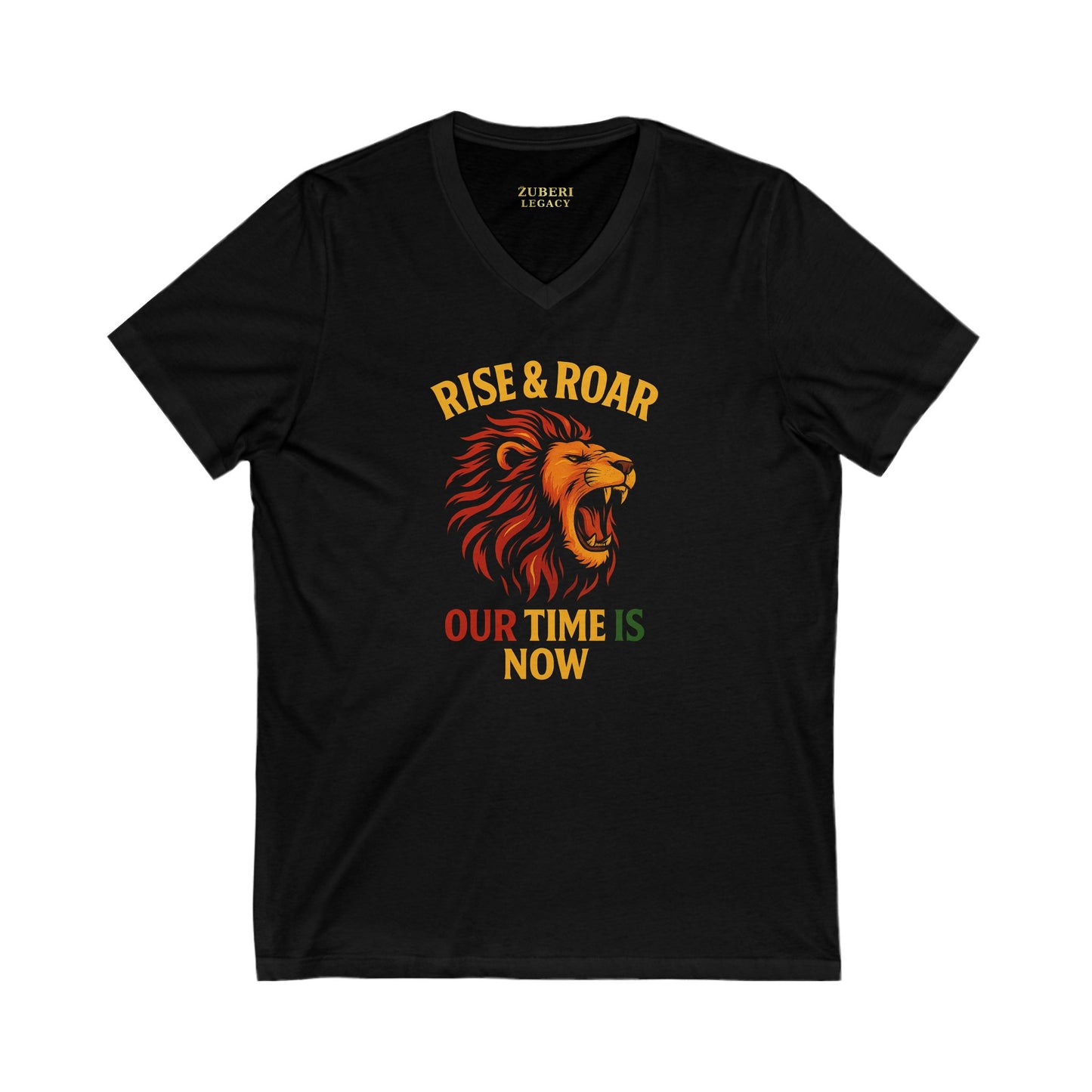 Bun Dem Summer Roaring Spirit V-Neck Tee Empire Edition | Rise & Roar Lion Graphic, Unisex Shirt, Inspirational Gift, Festival Fashion, Nature Lover Apparel