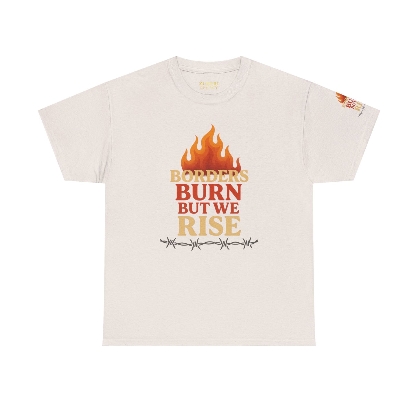 Bun Dem Summer Empowering Unisex Heavy Cotton Tee| Gildan 5000 - "Borders Burn But We Rise" Empire Edition - Activism Fashion, Statement Shirt, Gift for Allies, Equality