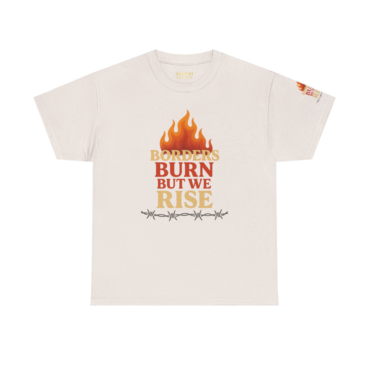 Bun Dem Summer Empowering Unisex Heavy Cotton Tee| Gildan 5000 - "Borders Burn But We Rise" Empire Edition - Activism Fashion, Statement Shirt, Gift for Allies, Equality