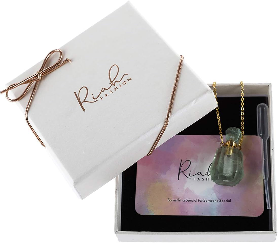 Gemstone Crystal Perfume Bottle Diffuser Necklace - Stylish Aromatherapy Essential Oil Locket Pendant for Travel and Fragrance
