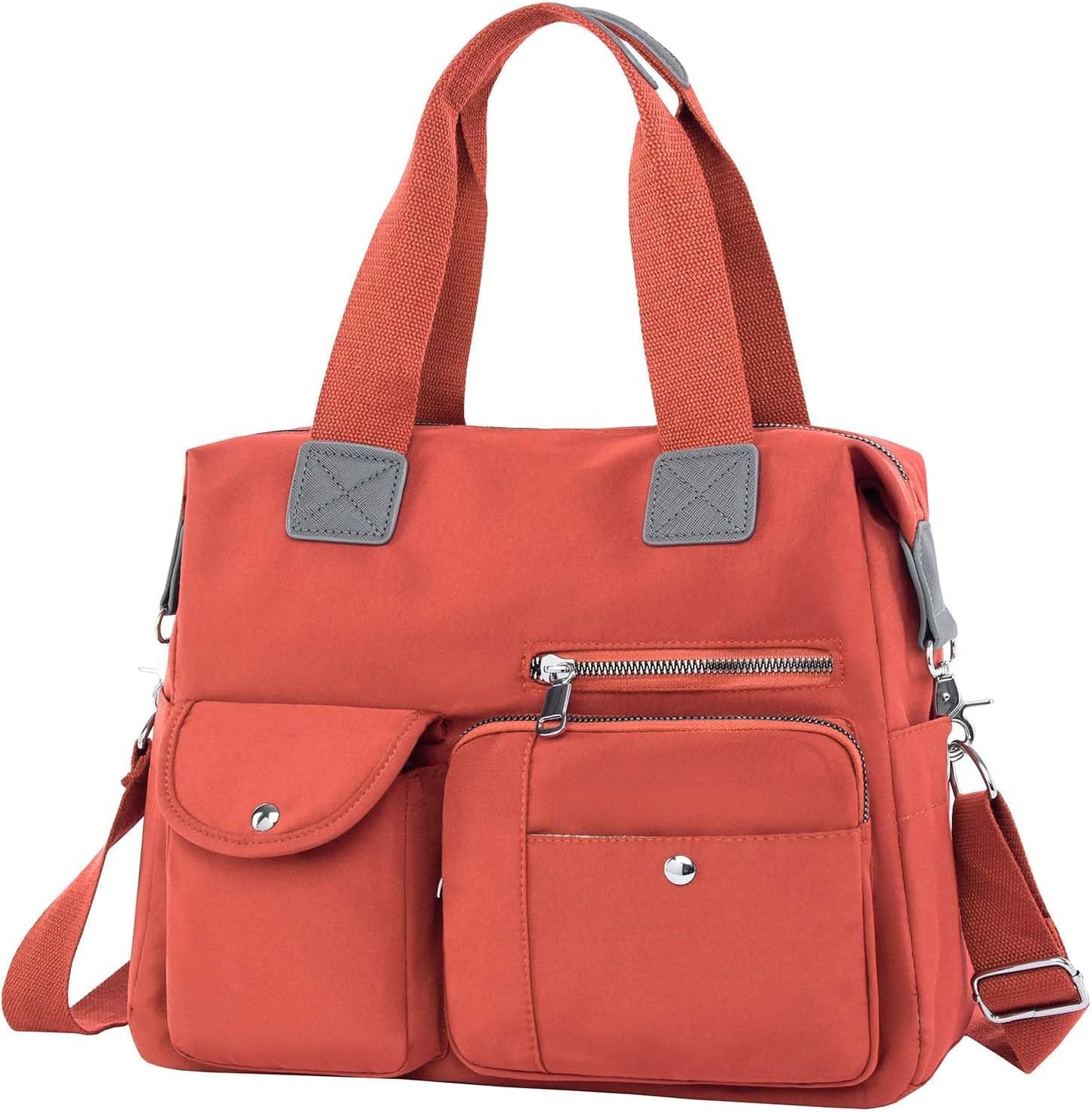 Women Utility Tote Bag Teacher Purses and Handbags for Nurse Waterproof Nylon Multi Pocket Shoulder Bag Work Tote Bag