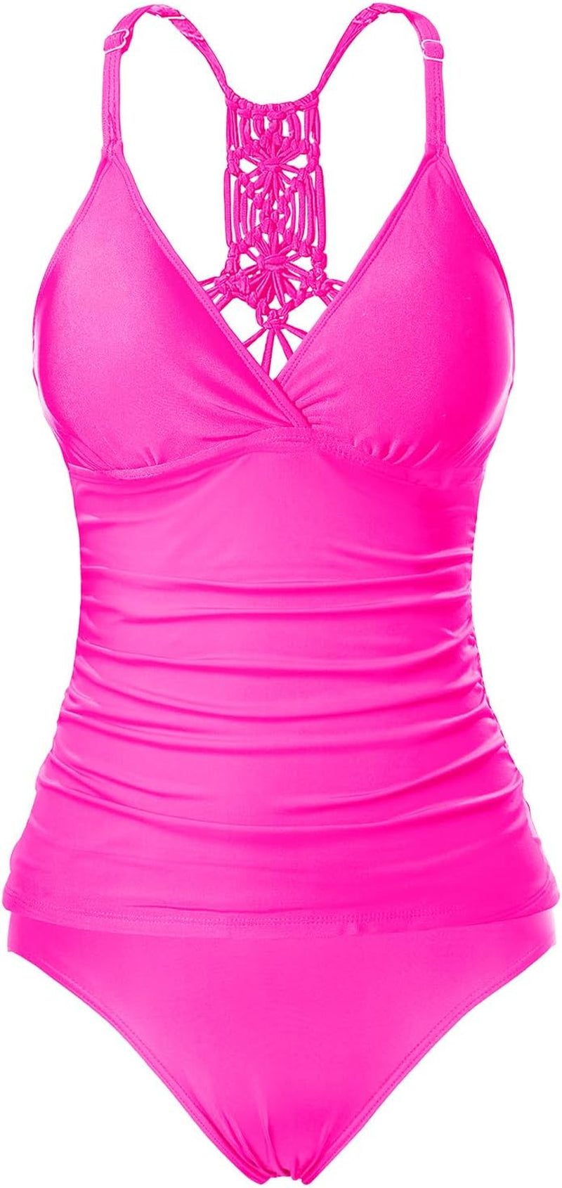 Holipick Tummy Control Two Piece Tankini Set Swimsuits for Women V Neck Tankini Top Bathing Suits with Swim Bottom