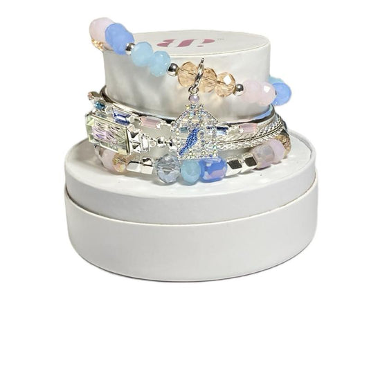 Bracelets & Bangles BP Destash the Sweetest Melody 4 Bracelets with Spring Colors on Silver Plating, Removable Charm, Mother'S Day Gift Charm Bracelet