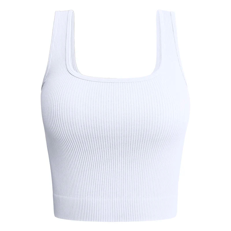 Women Solid Square Neck Ribbed Tank Top Camisole Women Summer Basic Elastic Sleeveless Crop Tops