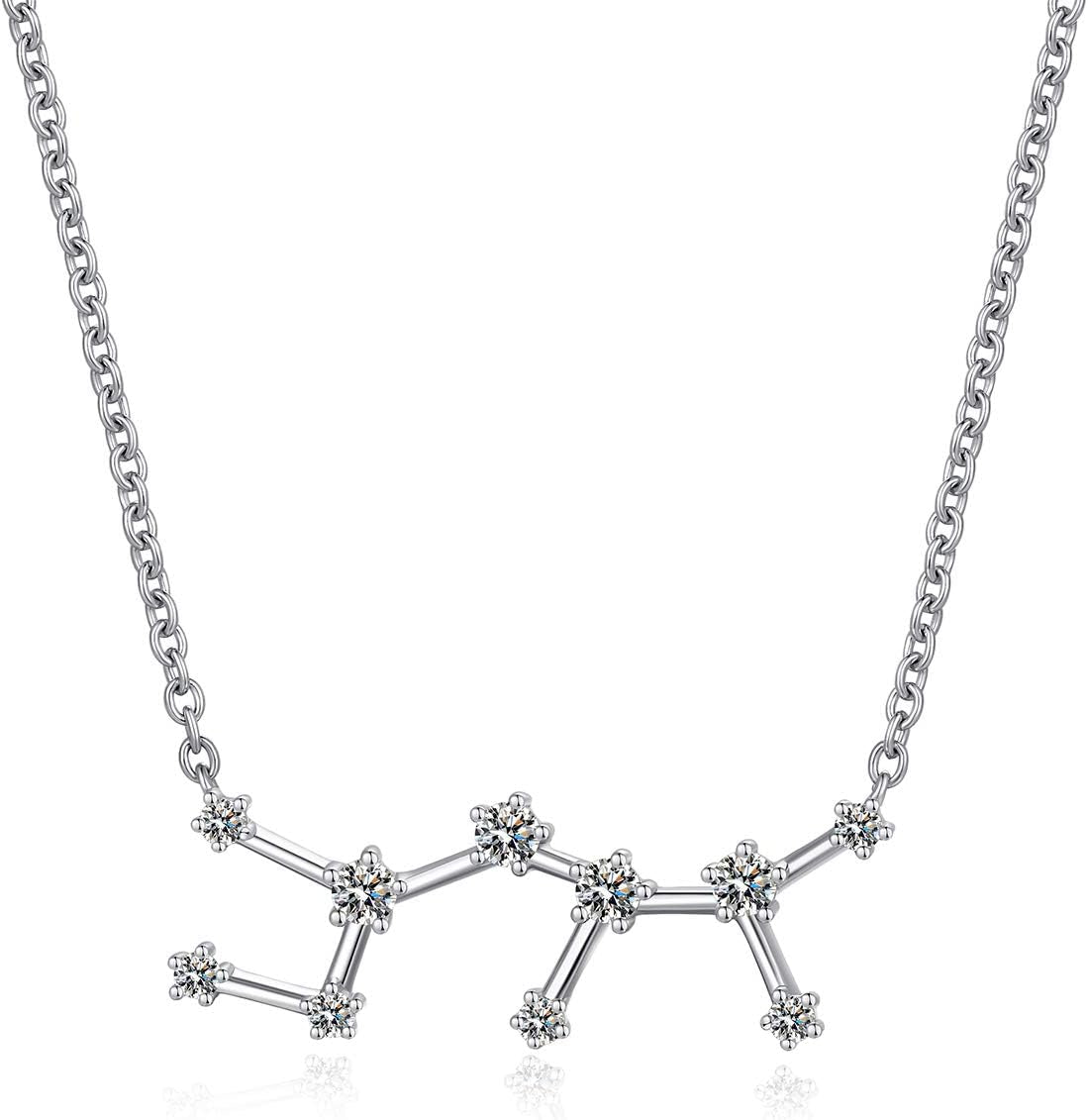 925 Sterling Silver CZ Astrology 12 Constellation Horoscope Sign Astrology Zodiac Star Necklace Birthday Jewelry for Women,18 Inch